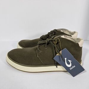 Olukai Papaku Canvas Casual Boots Mens Size 10.5 Olive Green Off White NEW